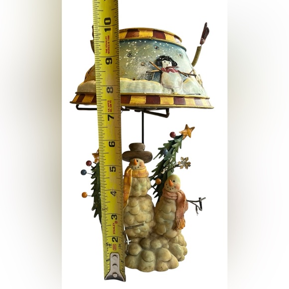 Snowman Christmas tea light votive candle holder lamp folk style snowman - Picture 9 of 13